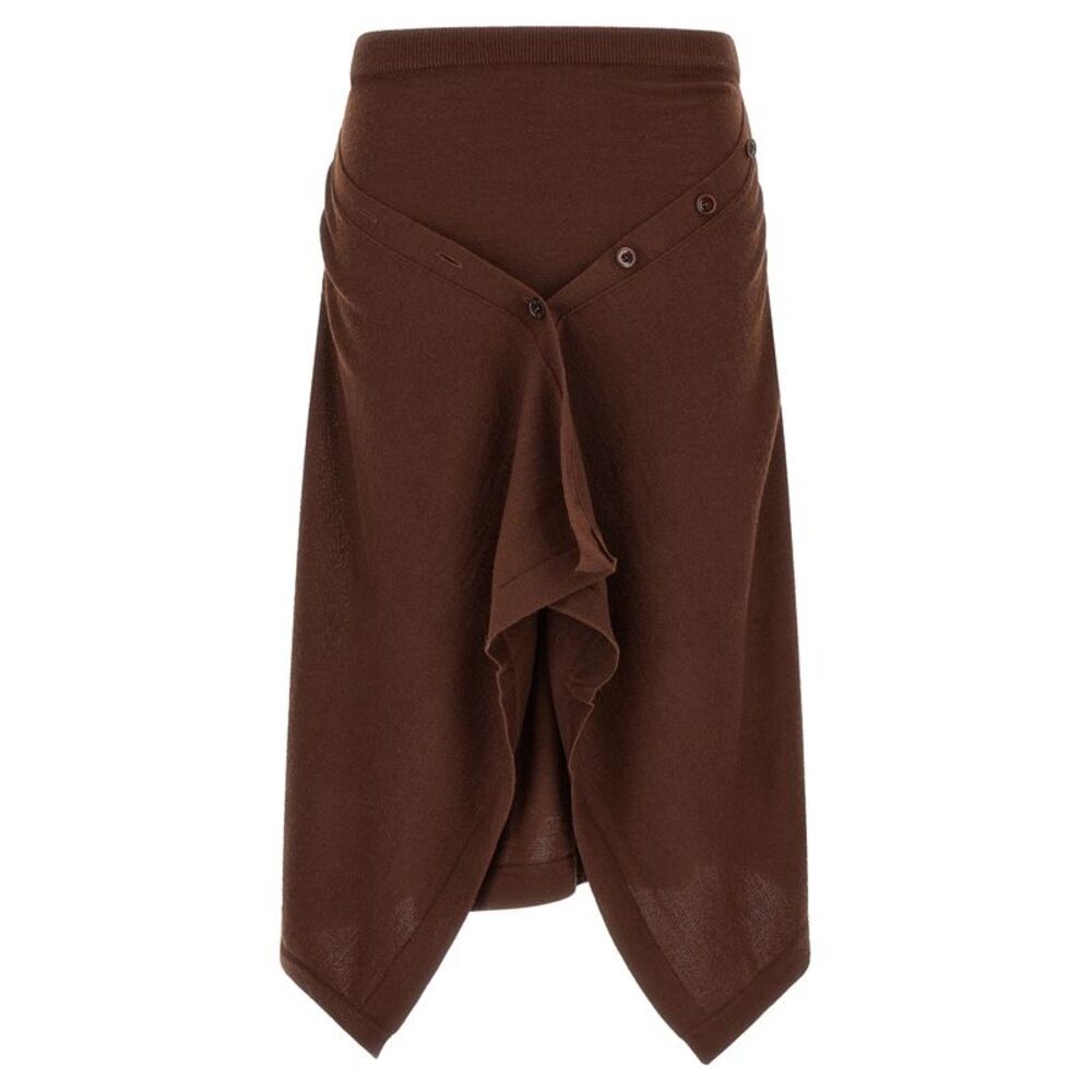 Lemaire Brown Wool Midi Women's Skirt